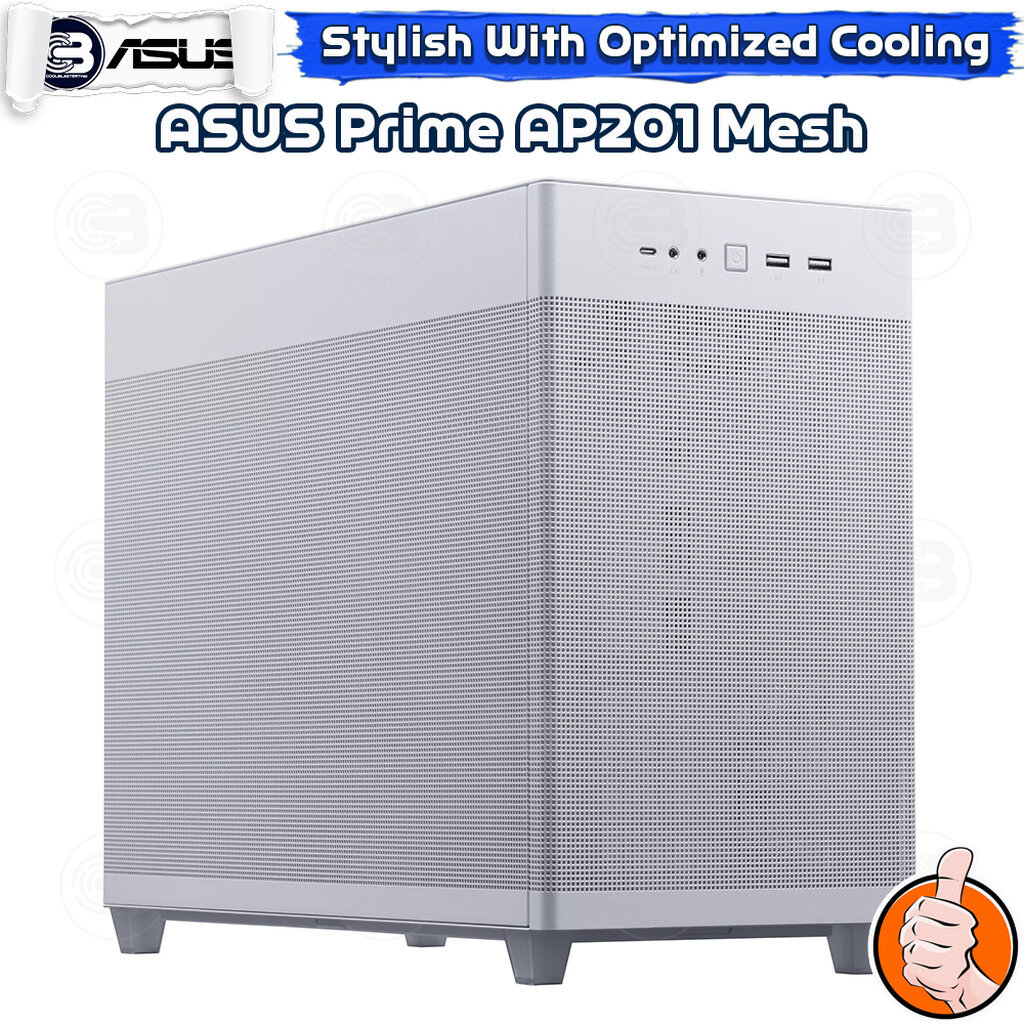 [CoolBlasterThai] ASUS Prime AP201 Mesh MicroATX White High-Airflow PC Case ประกัน 1 ปี