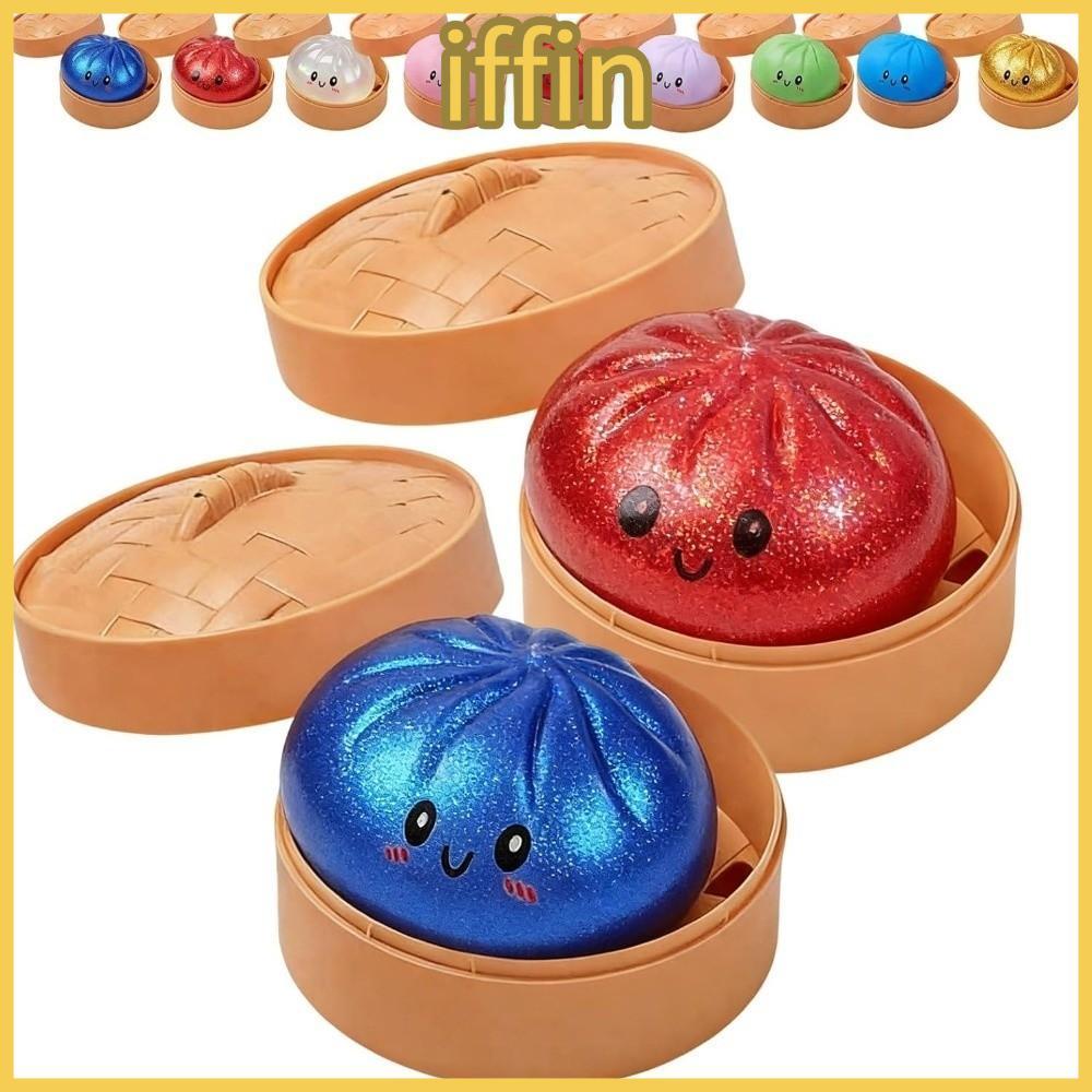 IFFIN เกี๊ยว Squishy ของเล่นนุ่มฟู่พร้อม Steamer เครื่องมือคลายเครียด บีบยืดหยุ่นช้า ของเล่นประสาทสัมผัส