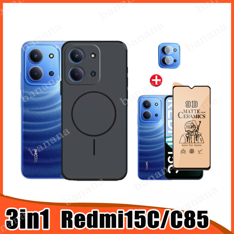 3in1 Redmi15C Thin Matteเคสโทรศัพท์สําหรับRedmi 15C 14C 13Cเซรามิคป้องกันหน้าจอกล้องเลนส์ฟิล์ม