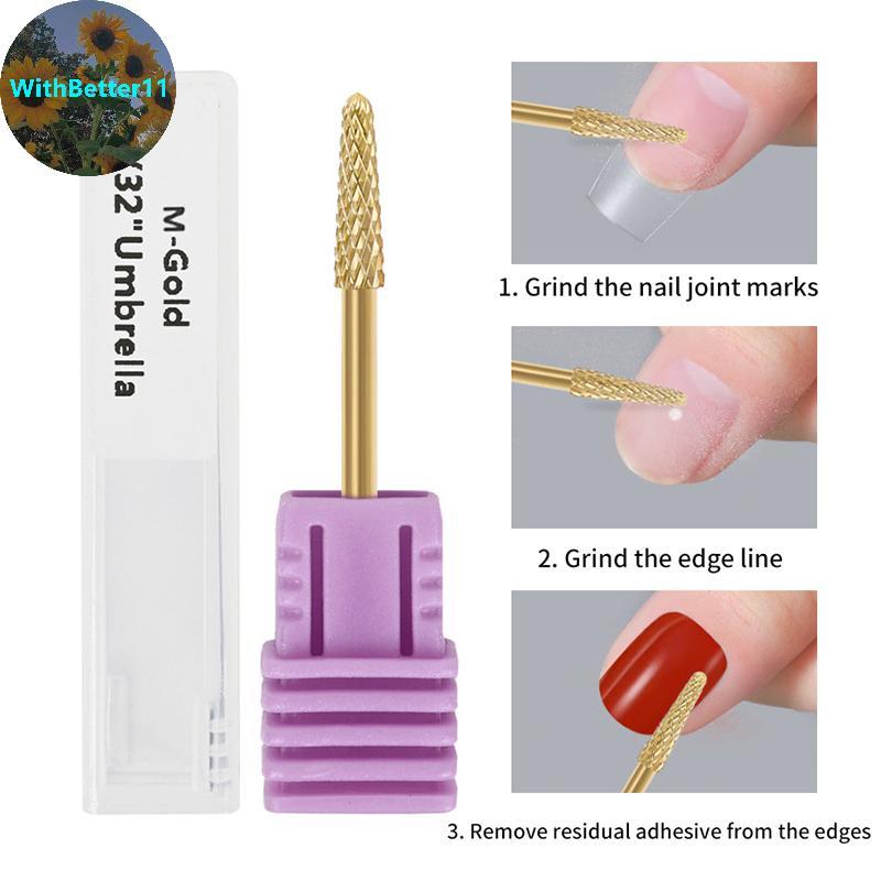 Better Diamond เจาะเล็บ Bits 3/32 รัสเซียเล็บเจาะ Bits Rotary Burr Cuticle Flame Tip เล็บอุปกรณ์เสริมเครื่องมือ Dead Skin ลบ TH