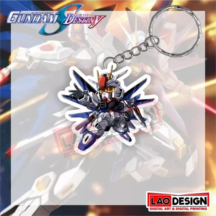 Gantiga Kunci Gundam Seed Destiny STRIKE FREEDOM - antungan Kunci Anime - Gantungan Kunci Akrilk - Gantungan Kunci