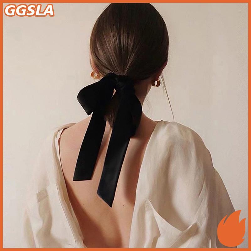 GGSLA แฟชั่น vintage scrunchie โบว์ผมริบบิ้นยืดหยุ่น สำหรับผู้หญิง
