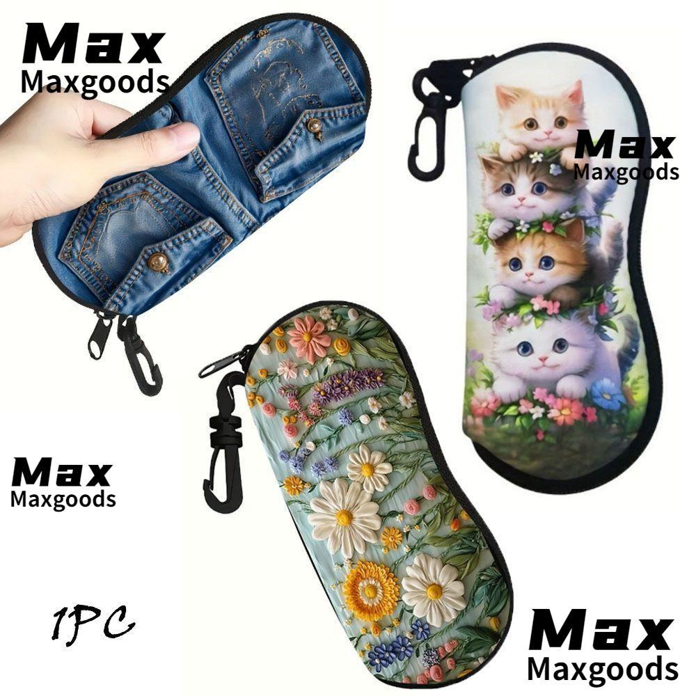 MAXG กระเป๋าใส่แว่นกันแดด ทำจากไนลอนสีทึบ มาพร้อมพวงกุญแจพกพาได้ง่ายและทนทาน