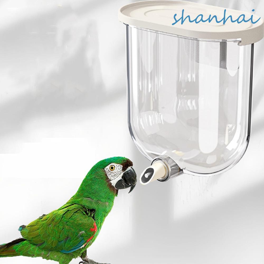 SHANHAI ตู้กดน้ํานกแก้ว, เครื่องป้อนน้ํากรงนกติดผนังอัตโนมัติ, ทนทาน Pin-Touch ไม่มีหยดเครื่องดื่มนกโปร่งใส Parakeet