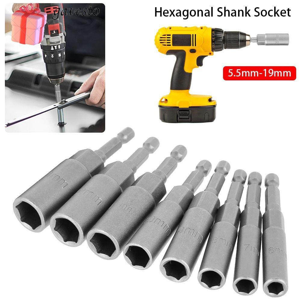 GAVESTO 1 ชิ้น Key เจาะอะแดปเตอร์, Magnetic Nut ไขควงไดรฟ์ซ็อกเก็ต Hex, 80 มม.ความยาว 5.5-19 มม.1/4 