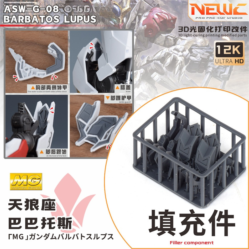 NewC Knee / Chest / Ankle / Heel Filler Detail Upgrade Parts MG 1/100 Barbatos Lupus (ไม่รวมชุดโมเดล)