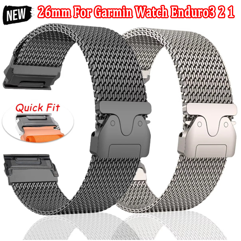 26 มม.สแตนเลสสําหรับ Garmin Fēnix 8 AMOLED 51 มม.โลหะสําหรับ Garmin Enduro 3 2 1 ร่มชูชีพหัวเข็มขัดส