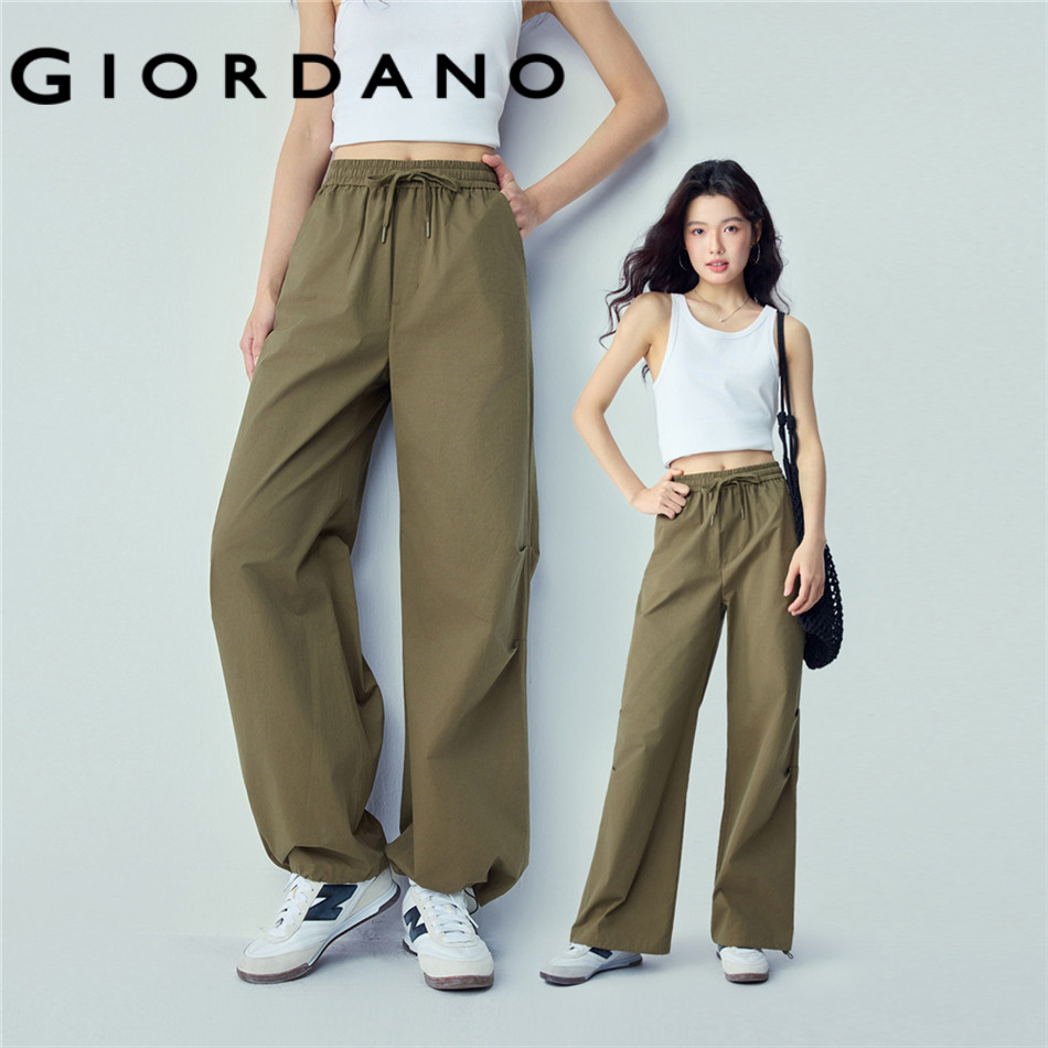 GIORDANO WOMEN 100% Cotton adjustable cuffs cargo pants 13416348