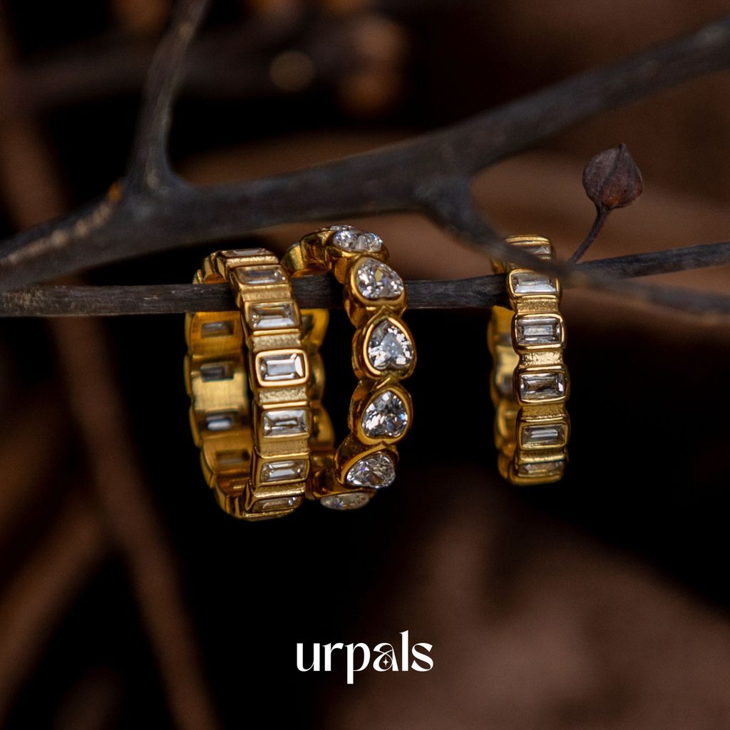 URPALS แหวน Stainless ชุบทอง18K ฝังเพชร CZ งานเรียบหรู ดีไซน์เก๋ แพ้ง่ายใส่ได้