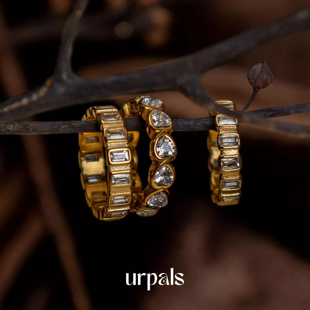 URPALS แหวน Stainless ชุบทอง18K ฝังเพชร CZ งานเรียบหรู ดีไซน์เก๋ แพ้ง่ายใส่ได้