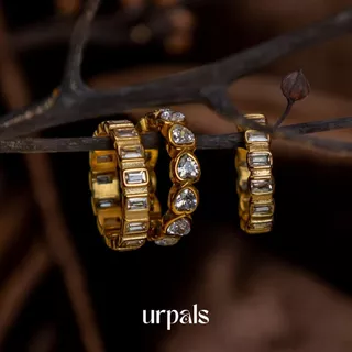 URPALS แหวน Stainless ชุบทอง18K ฝังเพชร CZ งานเรียบหรู ดีไซน์เก๋ แพ้ง่ายใส่ได้