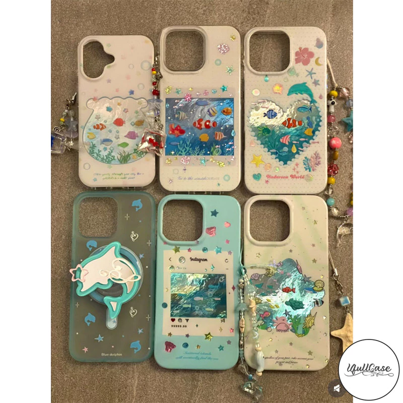 เคสไอโฟน17 เคสลายหิมะลายโลมาสีฟ้าน่ารักฮิตที่สุด เหมาะสำหรับ IPhone 12 13 15 16 11 17 14 Pro Max X XR 7 14 15 16 8 Plus
