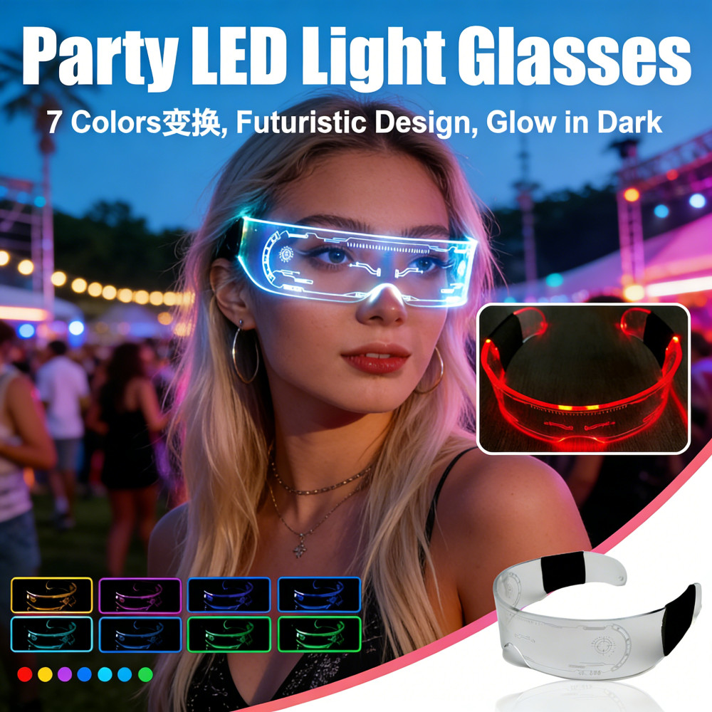 อนาคตแว่นตาใน Lampu Up Dark Pack LED Pack ปาร์ตี้แว่นตางานรื่นเริง