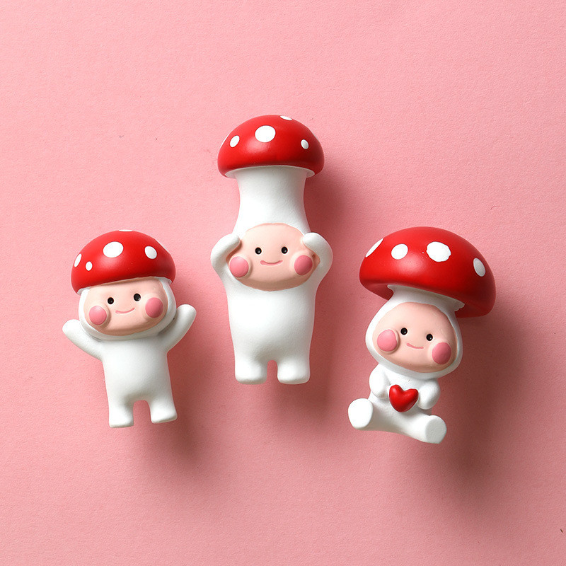 baoluan#Rabbit Duck House Red Mushroom Cartoon Cute Creative Refrigerator Magnetic Sticker3d 3D Resi