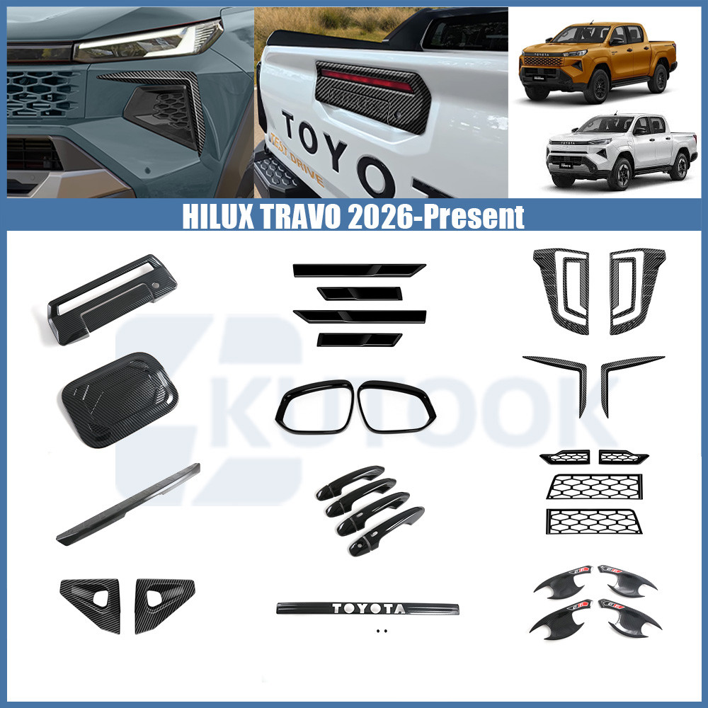 Toyota Hilux Travo (2026-ปัจจุบัน) Carbon Fiber/Gloss Black ครอบมือจับประตู คิ้วไฟตัดหมอกหน้า อุปกรณ์เสริมภายนอก Hilux 2026