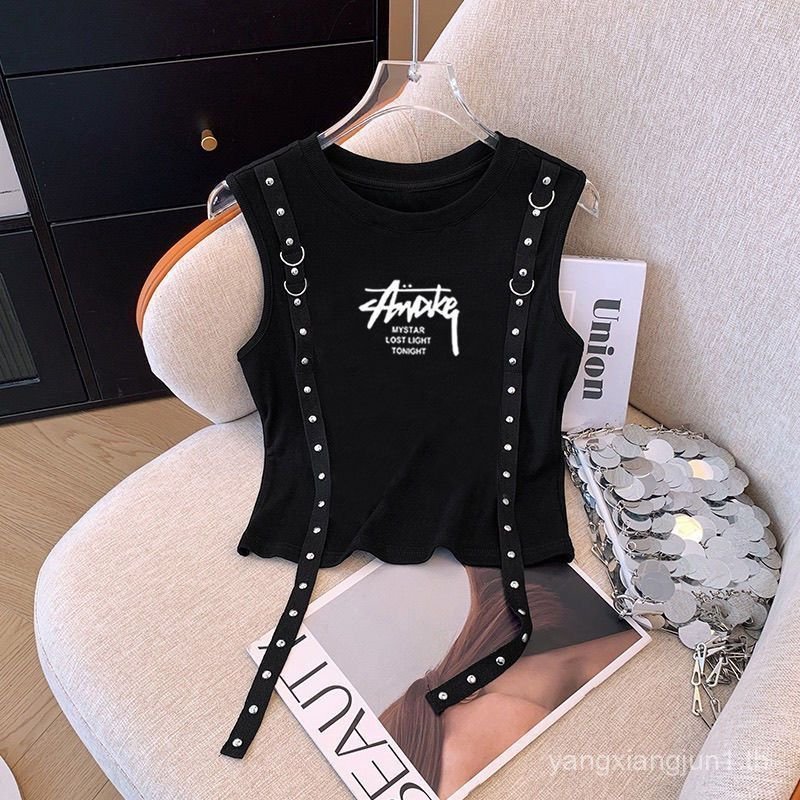 เสื้อกั๊กลายการ์ตูนสำหรับคนหนุ่มสาว แบบแขนกุดสายคล้องคอ แนวแฟชันสดใหม่ เย็นสบายในฤดูร้อน K86X