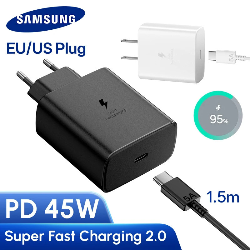Original Samsung Charger 45w Super Fast Charge EU US อะแดปเตอร์ USB C Samsung Galaxy S25 FE S25 S24 