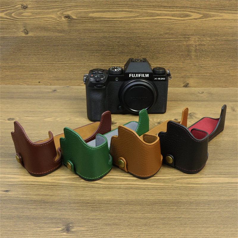 เหมาะสําหรับกระเป๋ากล้องหนังแท้ Fuji X-S20 เคสหนัง xs20 เคสป้องกันครึ่งฐานเคส xs20 กรณี