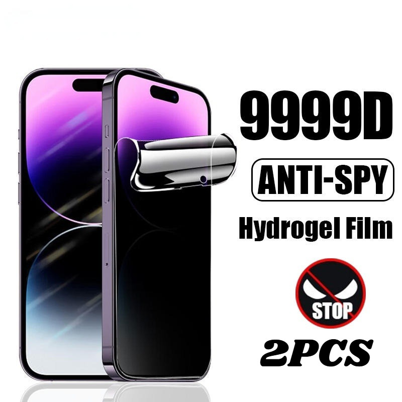 2PCS ความเป็นส่วนตัว Anti Spy Hydrogel ฟิล์มสําหรับ Apple iPhone 14 Plus Pro Max Anti Blue Light/HD ป้องกันหน้าจอสําหรับ Apple iPhone 13 12 Mini Pro Max Frosted Soft Matte ฟิล์ม