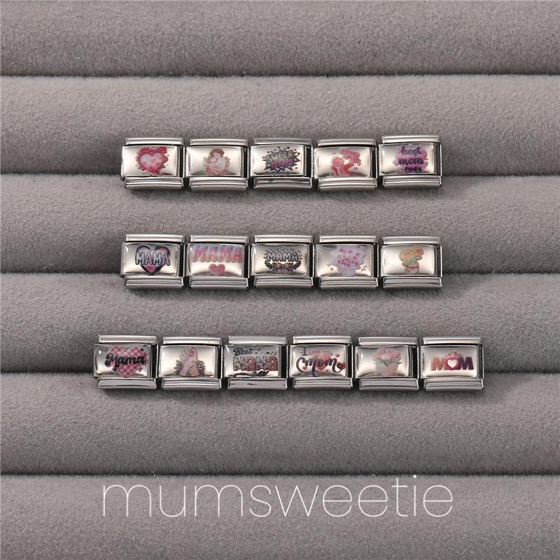 UV Firework Sun Star NO.8 Charms Made in Italy - Stainless Steel Bracelet Links 9 mm สำหรับทำเครื่อง