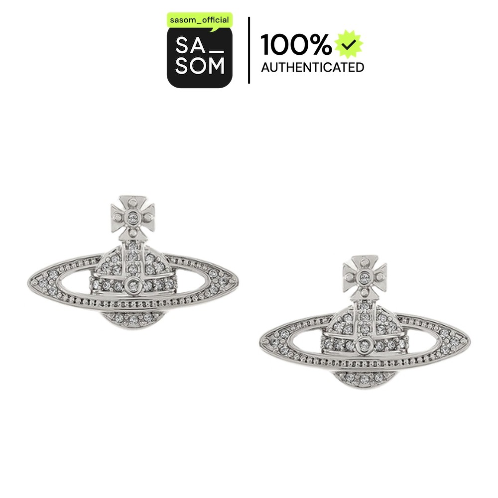 Vivienne Westwood Mini Bas Relief Earrings In Brass Silver | ของแท้ ตรวจสอบโดย SASOM