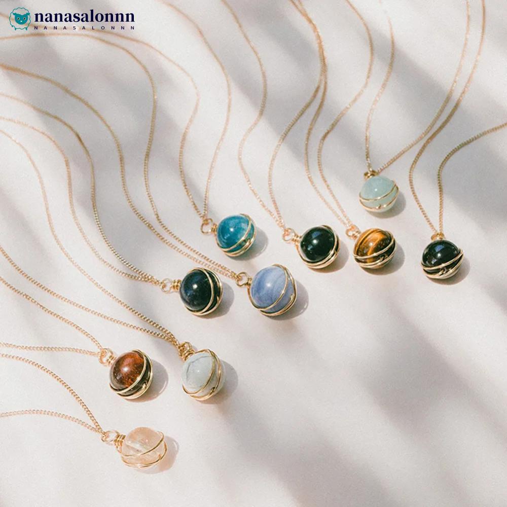 NANASALONNN คริสตัลสร้อยคอหินธรรมชาติ Lucky Positive Energy Healing เครื่องประดับ Chakra Balancing S