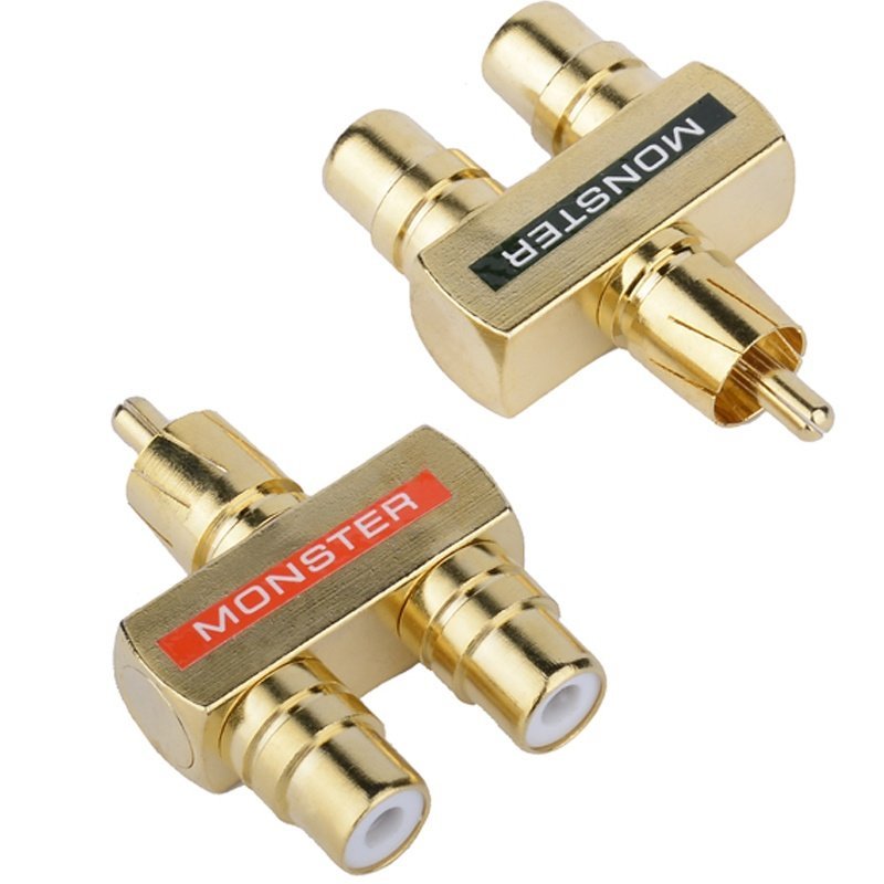 1 RCA Male To 2 RCA Female Gold-plated Copper AV Audio RCA One In Two One Male and Two Females Adapt