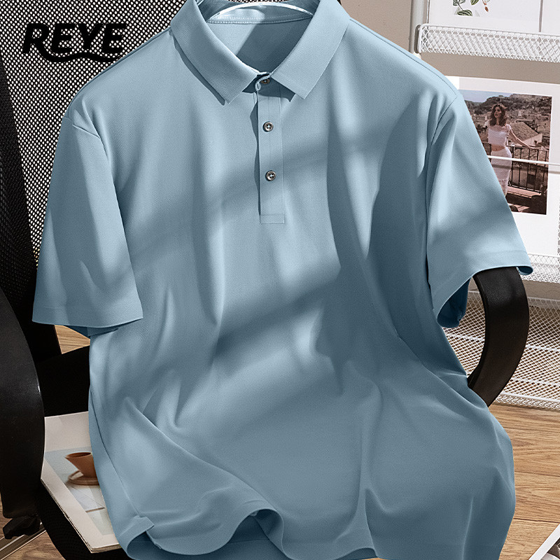 REYE  เสื้อ Polo ผู้ชาย ผ้าไอซ์ซิลค์ บางเบา ระบายอากาศดี เทคโนโลยีอัดกาว พร้อมส่ง