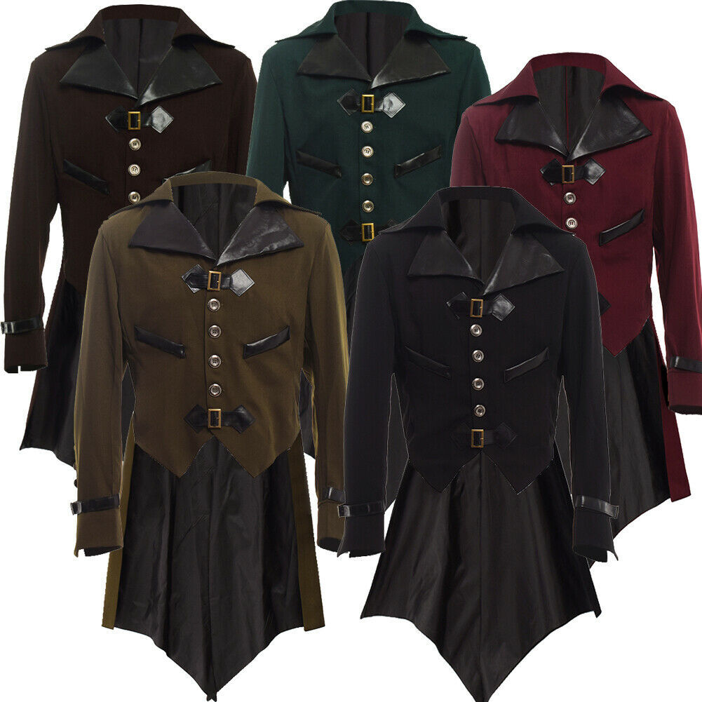 ผู้หญิงผู้ชาย Steampunk เสื้อแจ็คเก็ตสําหรับปาร์ตี้ฮาโลวีน Gothic Punk Tailcoat Coat