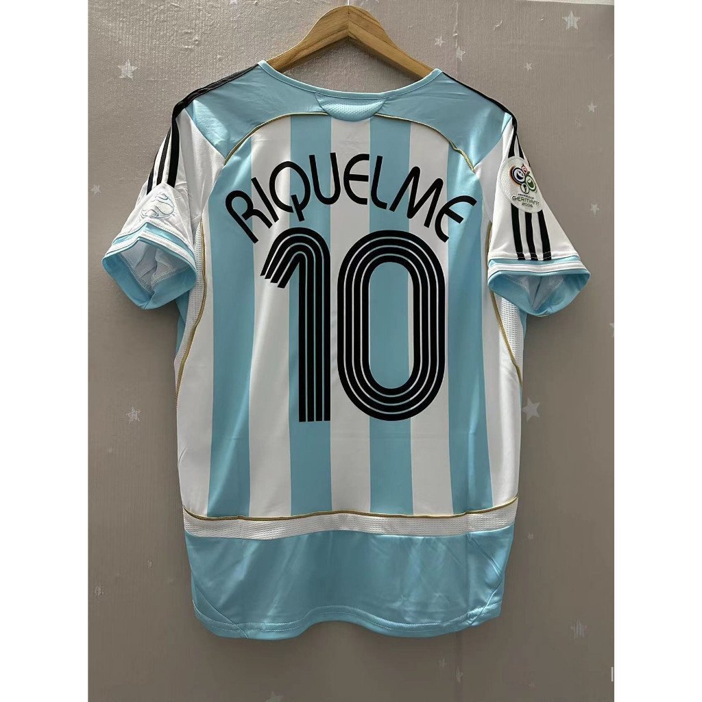 2006 Argentina MESSI เสื้อฟุตบอล House Retro คุณภาพสูงที่กําหนดเอง RIQUELME