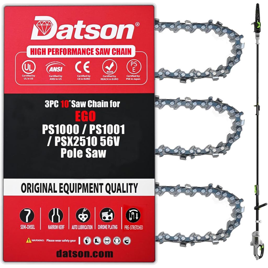 3PC 10 "Hole Saw Chain สําหรับ EGO PS1000 / PS1001 / PSX2510 10 นิ้ว 56V POLE Saw- 10" POLE Saw Chai