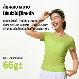 เสื้อยืดใส่วิ่ง สัมผัสเย็น BMAI ผู้ชาย Zero Run 66g น้ำหนักเบา แห้งไว ระบายอากาศดี
