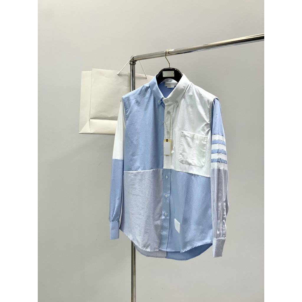 BTDK thombrowne Autumn fashion men's long-sleeve shirt with patchwork design