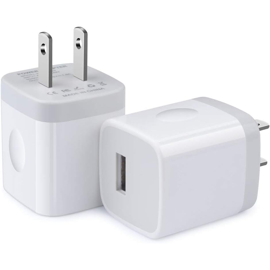 One Port Wall Charger,2 Pack 5V 1A พอร์ตเดียว USB ชาร์จ Block Cube สําหรับ iPhone 17e Pro Max Air 16