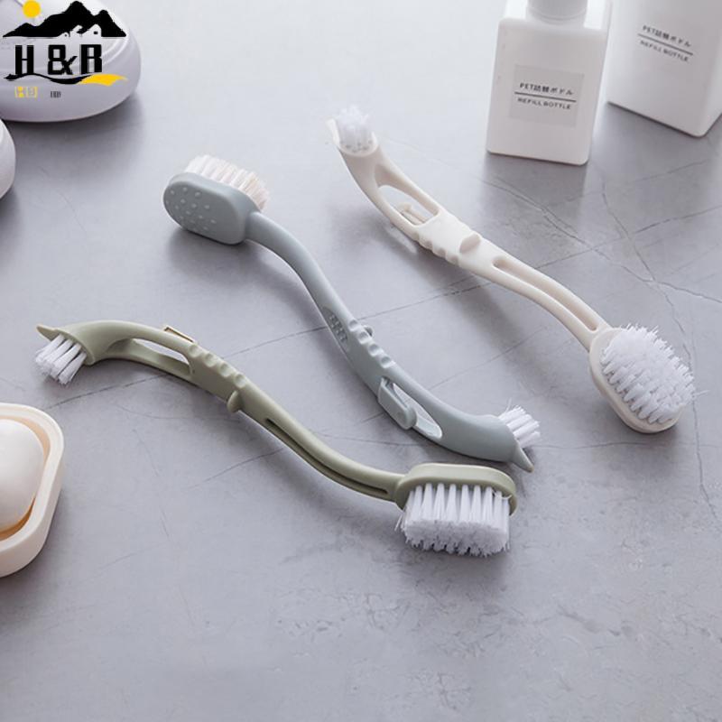 H&B Double-end รองเท้าแปรงทําความสะอาดรองเท้าผ้าใบรองเท้าสีขาวแปรงทําความสะอาดมัลติฟังก์ชั่นแปรงทําค