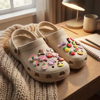 S0490 สุ่มลาย Crocs Jibbitz jibbit 1ชิ้น ยางPVC จิบิ ตัวติดรองเท้า อุปกรณ์DIY ตกแต่งรองเท้า