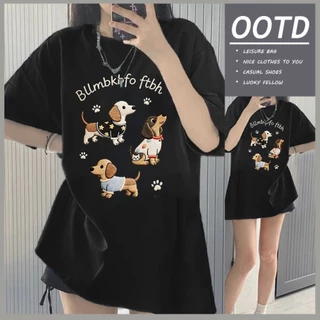 🐕Su.Tee🐕เสื้อน่ารัก เสื้อยืด oversize เกาหลี โคตรนุ่ม เนื้อผ้าฝ้ายผสมโพลีเอสเตอร์ ลาย "Bllmbkbfo ftbh" สินค้าใหม่ 2026