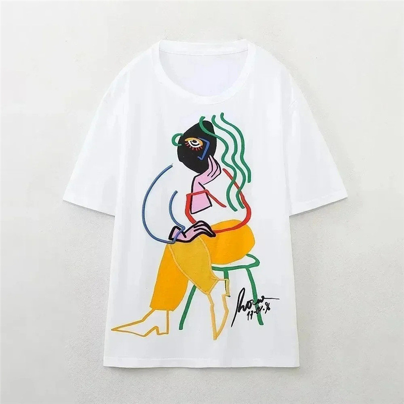 Street oty2k เสื้อผู้หญิงเสื้อ twtrafzr เสื้อแขนสั้นผ้าฝ้ายผู้หญิงเสื้อยืดคอ t ฤดูร้อนขนาดใหญ่ t ฤดู