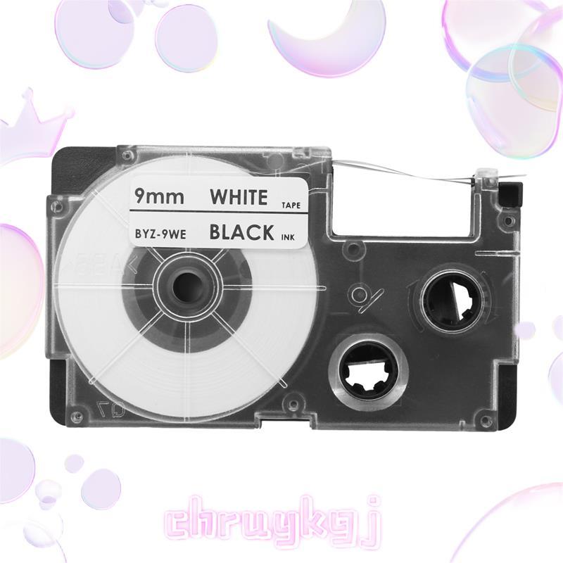 3 แพ็ค 9 มม.สีดําบน White Label Tape Label Maker ใช้งานร่วมกับ -120, -60, -100, KL750B, KL750, KL720