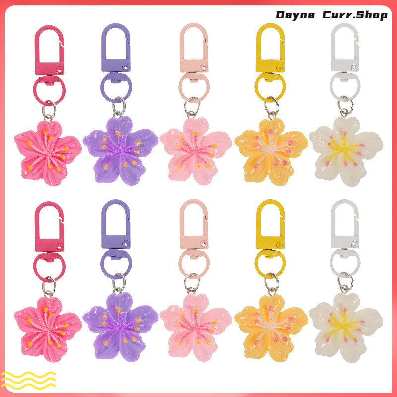 20 ชิ้นพวงกุญแจดอกไม้ตกแต่ง Cherry Blossom พวงกุญแจจํานวนมาก 6.60X3.00X0.70 ซม. nduni
