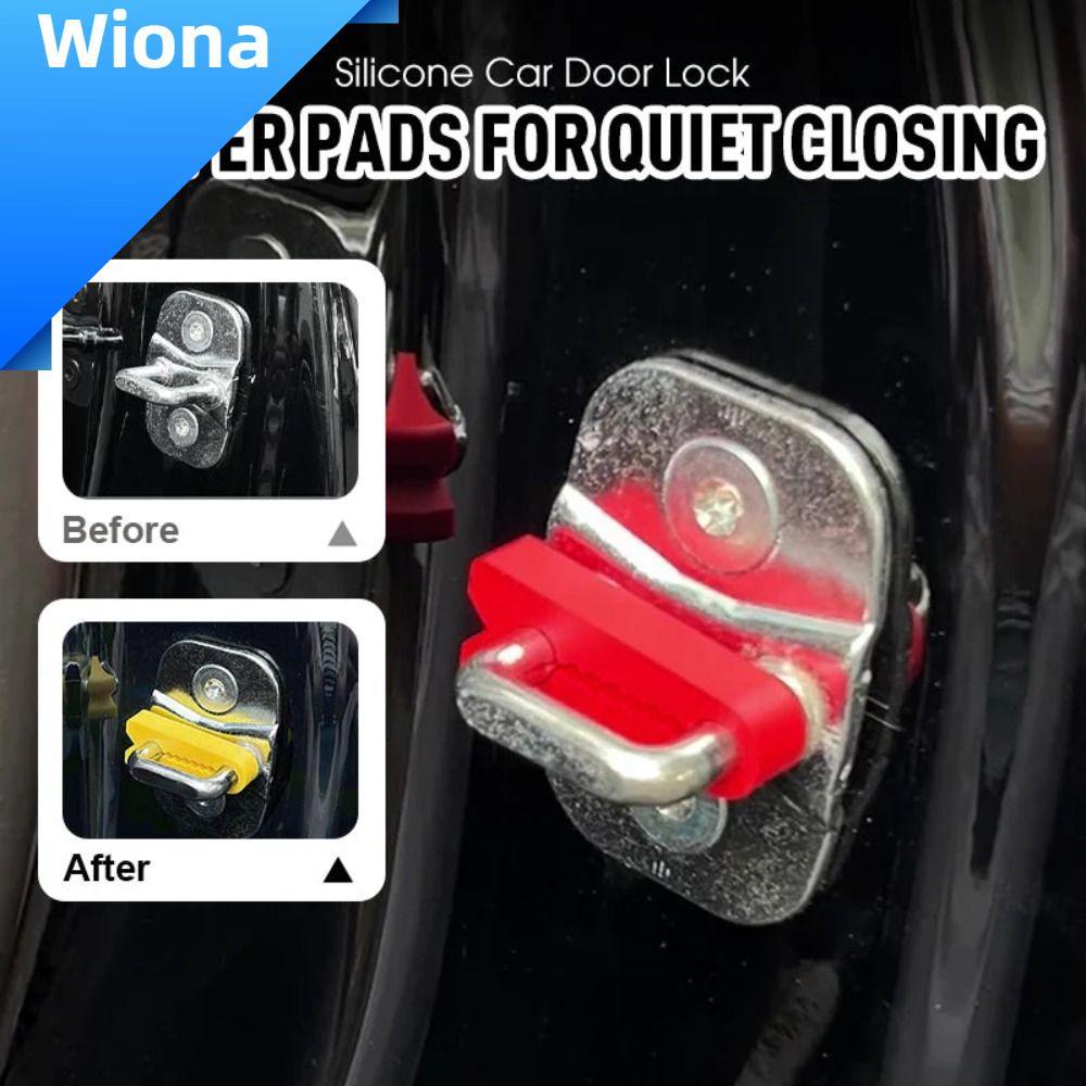 WIONA 4 ชิ้นรถล็อคประตูป้องกัน,ซีลโช้คอัพรถประตูล็อคเสียง Deadener บัฟเฟอร์,กันเสียงซิลิโคนเสียง Dam