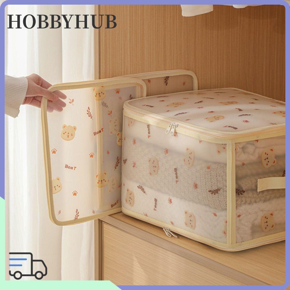 HOBBYHUB ถุงเก็บเสื้อผ้า, กันฝุ่นแบบพับได้ PP Board Quilt ที่เก็บเสื้อผ้า, กระเป๋าเก็บผ้านวมกันน้ําค