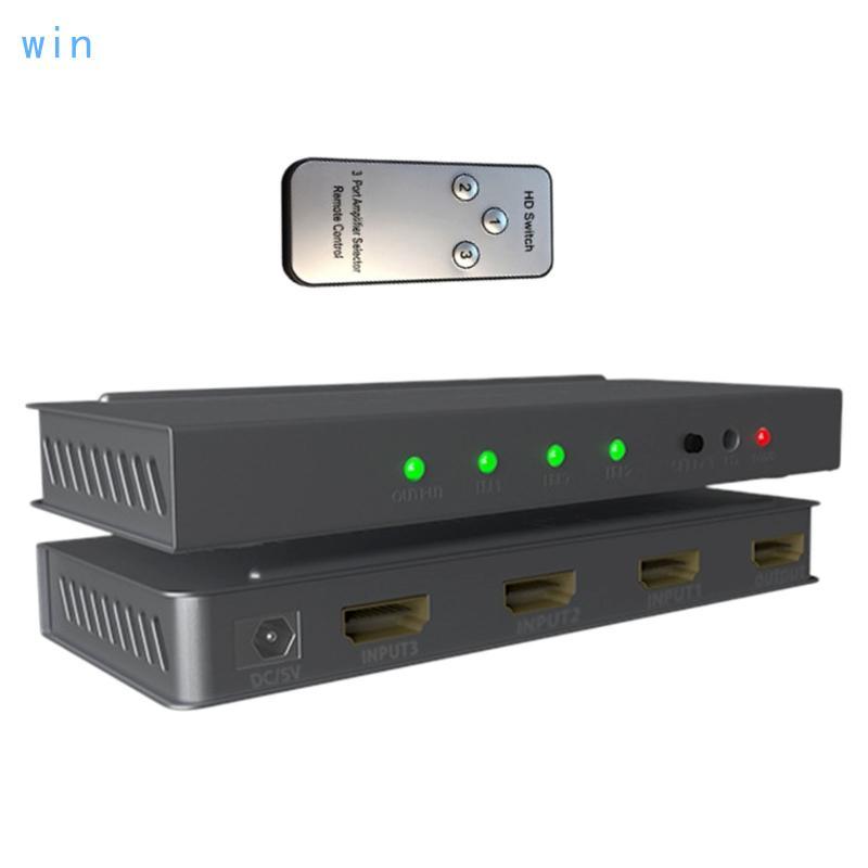 Win Advanced Video Splitter Switcher 3 In 1 Out 4K UHD 60Hz ปลอกโลหะสําหรับการส่งสัญญาณที่เสถียร