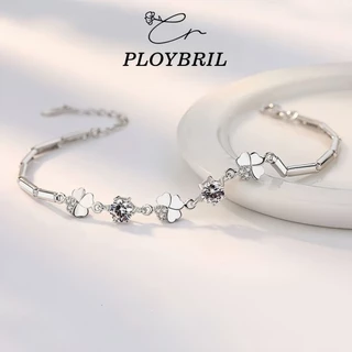 PLOYBRIL สร้อยข้อมือเงินแท้ Lucky Clover สร้อยข้อมือเพชร Moissanite สร้อยข้อมือผู้หญิง วาเลนไทน์ S030