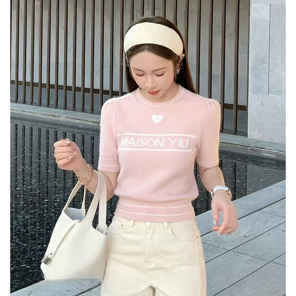 เสื้อสเวตเตอร์คอกลมปักลายขนาดเล็กสำหรับผู้หญิง สไตล์เกาหลียุคใหม่สำหรับฤดูใบไม้ผลิ