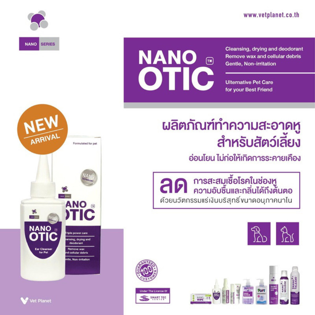 NANO OTIC exp.14/02/2027 นาโน โอทิค น้ำยาเช็ดหูสุนัขและแมว 120 มล  ((vet planet))