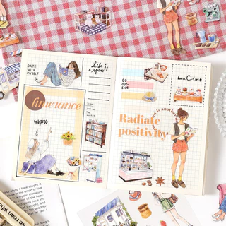 Journamm 4 แผ่นสติกเกอร์สําหรับ Journaling Junk Journal สติกเกอร์วัสดุ PET Scrapbooking อุปกรณ์โปร่งใสตกแต่ง Art หัตถกรรมสติกเกอร์