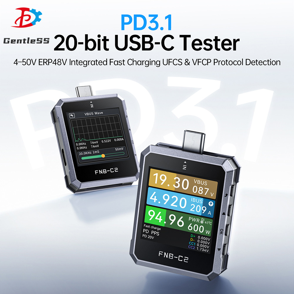 FNIRSI FNB-C2 เครื่องทดสอบ USB อเนกประสงค์เครื่องวัดแรงดันไฟฟ้าปัจจุบันรองรับ PD3.1 Protocol USB Fas
