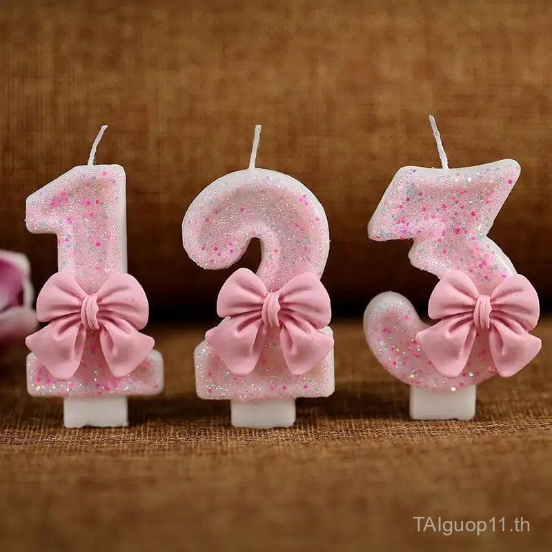Bowknot Design Birthday Cake Candle, 1 Count Sparkling Bowknot Cake Candle, Cute Birthday Candle Dec