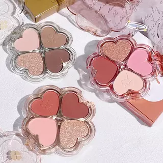 [cod&hot Sale] Leixina พาเลทอายแชโดว์ Lucky Clover 4 สีสําหรับผู้เริ่มต้น Matte Natural Nude แต่งหน้าติดทนนาน